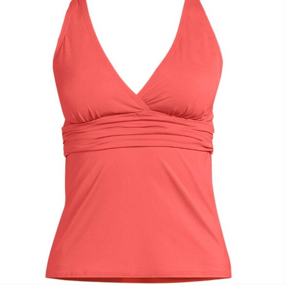 Lands' End V-Neck Plunge X Back Tankini Top - Size: Large Long - NWT - Picture 2 of 11